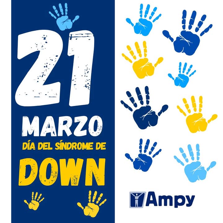 ✨ 21 de marzo, conmemoramos el Día Mundial del Síndrome de Down ✨
Una fecha para reconocer la valiosa aportación de las personas con síndrome de Down a nuestra sociedad. Está jornada simboliza la diversidad, la inclusión y la igualdad. 💙 #YoSoyAmpy 

ampy.es