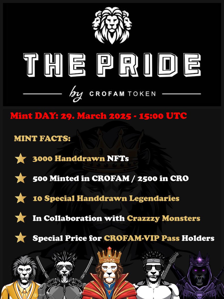 Basman_Studios's tweet photo. 🎁 #Giveaway🎁
To celebrate there upcoming mint!
Powered by @CrazzzyMonsters
🏆Prize🏆
- 1 x The Pride NFT
🚨How to Enter🚨
1️⃣ Follow @Basman90777419 , @PRIDEonCRO
2️⃣❤️ & 🔁
3️⃣Tag 2 #crofam 🫂 (multiple entries allowed)
⏳️72H⏳️
#CMFam #CronosNFT #NFTGiveaway #NFTCommunity #FFTB #Amplify