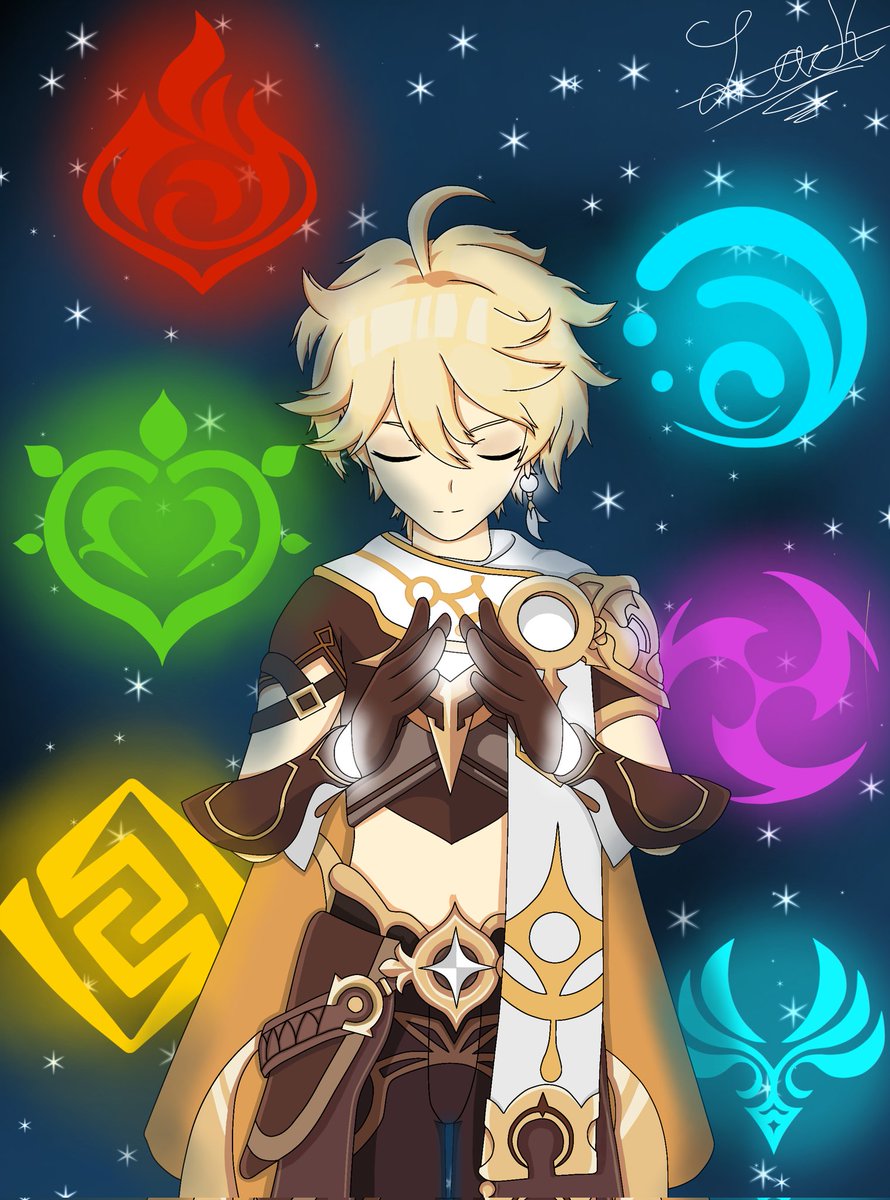 erazo_zack's tweet photo. Gracias a todos por el apoyo, como muestras de sus esfuerzos les traigo a los gemelos Travelers aether y lumine

#GenshinImpact #aethertraveller #Lumine #digitalart #fanart https://t.co/gYLDey30sH