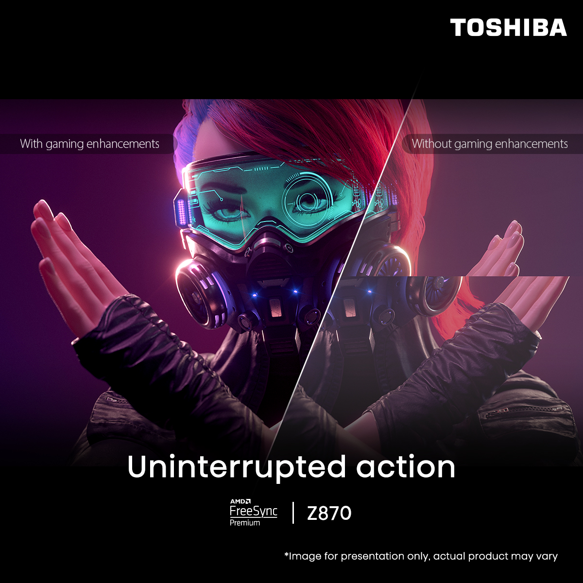 Dive into a world of smooth, responsive gameplay with the #ToshibaTV AMD FreeSync Premium. No tearing or stuttering—what's your weapon of choice?