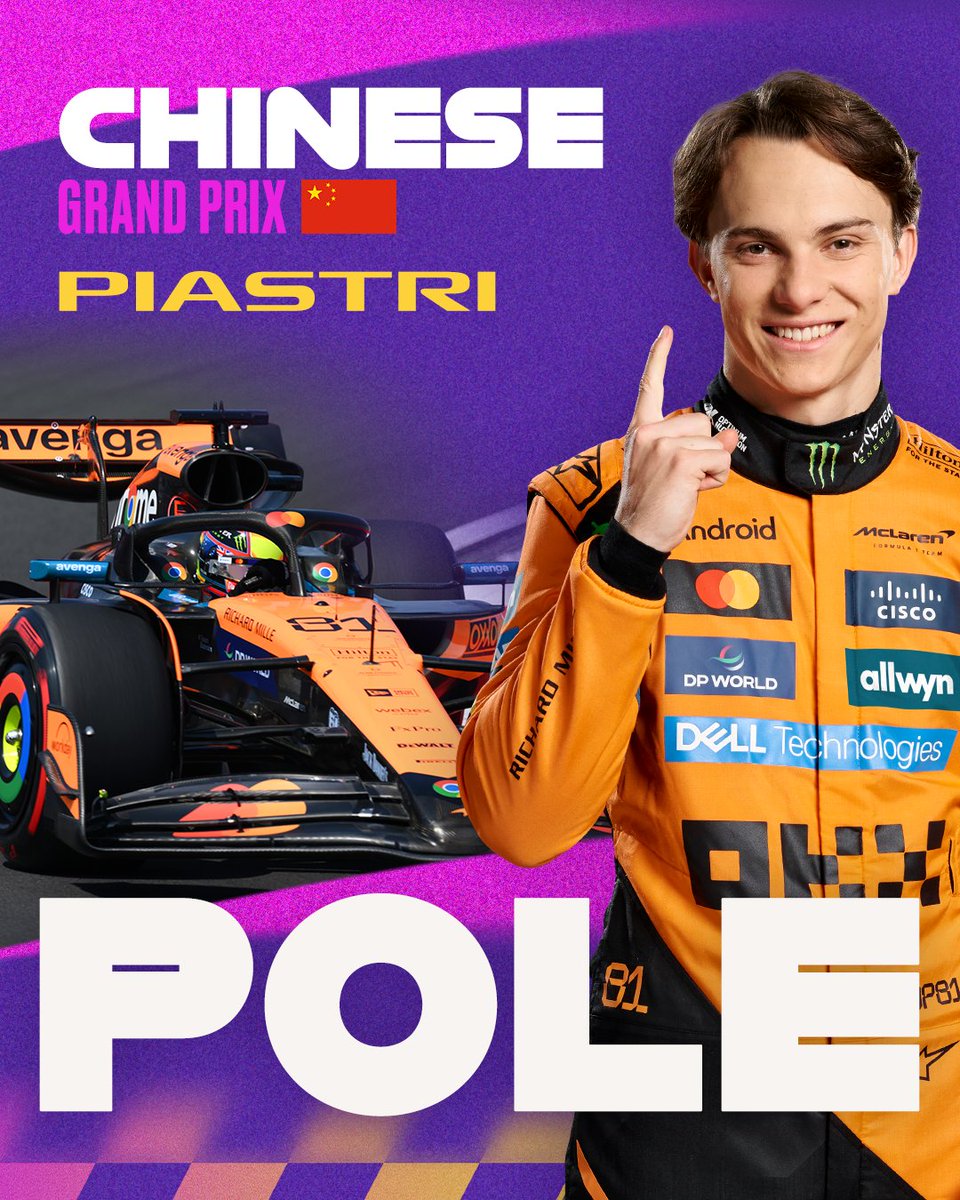 ausgrandprix's tweet photo. FOR THE FIRST TIME IN HIS CAREER, OSCAR PIASTRI IS ON POLE FOR THE CHINESE GRAND PRIX!!!! 🤩

WHAT A LAP! 🤯

#ChineseGP #F1 https://t.co/CfpKrnacNr