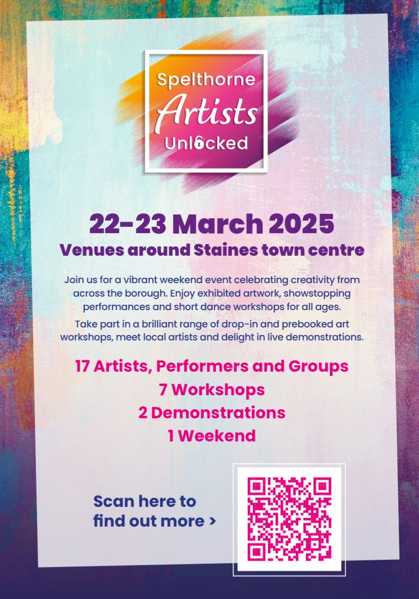 Today we are proud to host the Spelthorne Artists Unlocked on the High Street.

You can find two of the stalls on the market outside HSamual/Waterstones.
There are also stalls and events in Two Rivers and the Library.

#LocalArt #ArtistsUnlocked #Spelthorne #Art