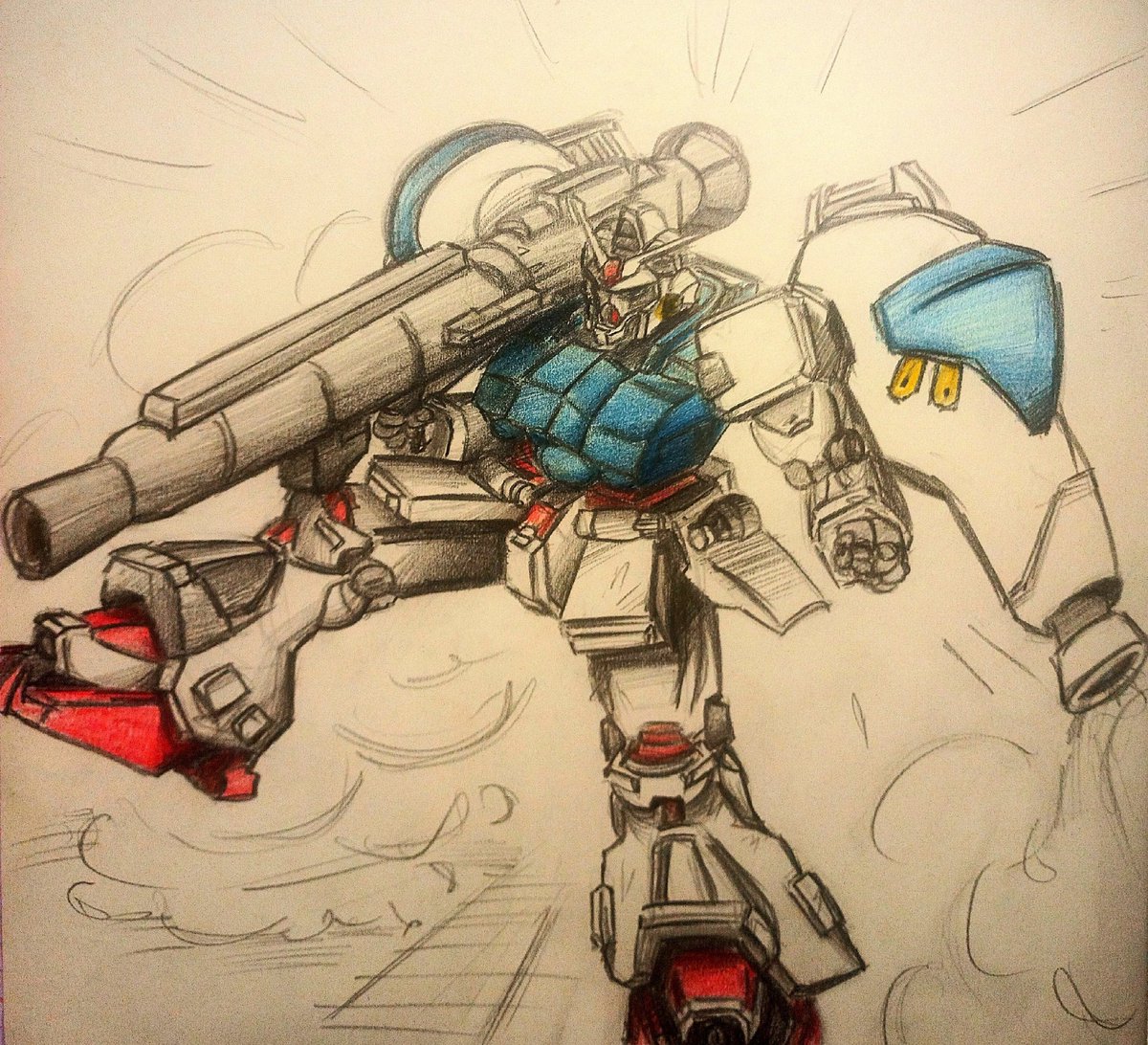 DragonadeC's tweet photo. #Drawing
#drawingart
#painting
#Art
#fanart
#Paint
#Gundam
#MSGundam
The Gundam Prototype Unit 02 or GPU02 for short is one of my favorite suits in terms of appearance. He is heavy, his slippers are huge, and the engines that store the bazooka parts are a bomb. And literally https://t.co/pOhvrz6ksW