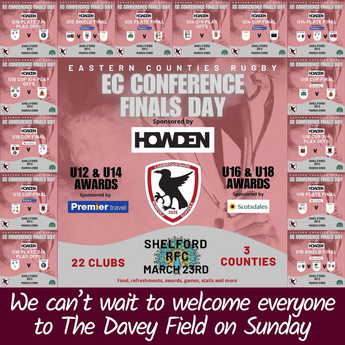 ShelfordRugby's tweet photo. We can't wait to welcome everyone to The Davey Field on Sunday 😊

After 6 months of games featuring over 600 girls across the whole of East Anglia - it will all culminate on Sunday with Finals Day (10am to 5pm) and 19 matches at our club 🦚

#easterncountiesrugby #GirlsRugby https://t.co/xdlO2lneXS