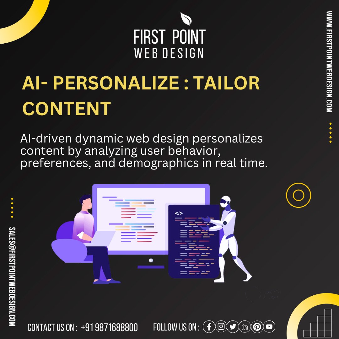 firstpointwebs's tweet image. 🚀 Dynamic Website Design: Fast, Responsive & Engaging! 📷 +91 9871688800 📷 📷 sales@firstpointwebdesign.com 📷#dynamicwebdesign
