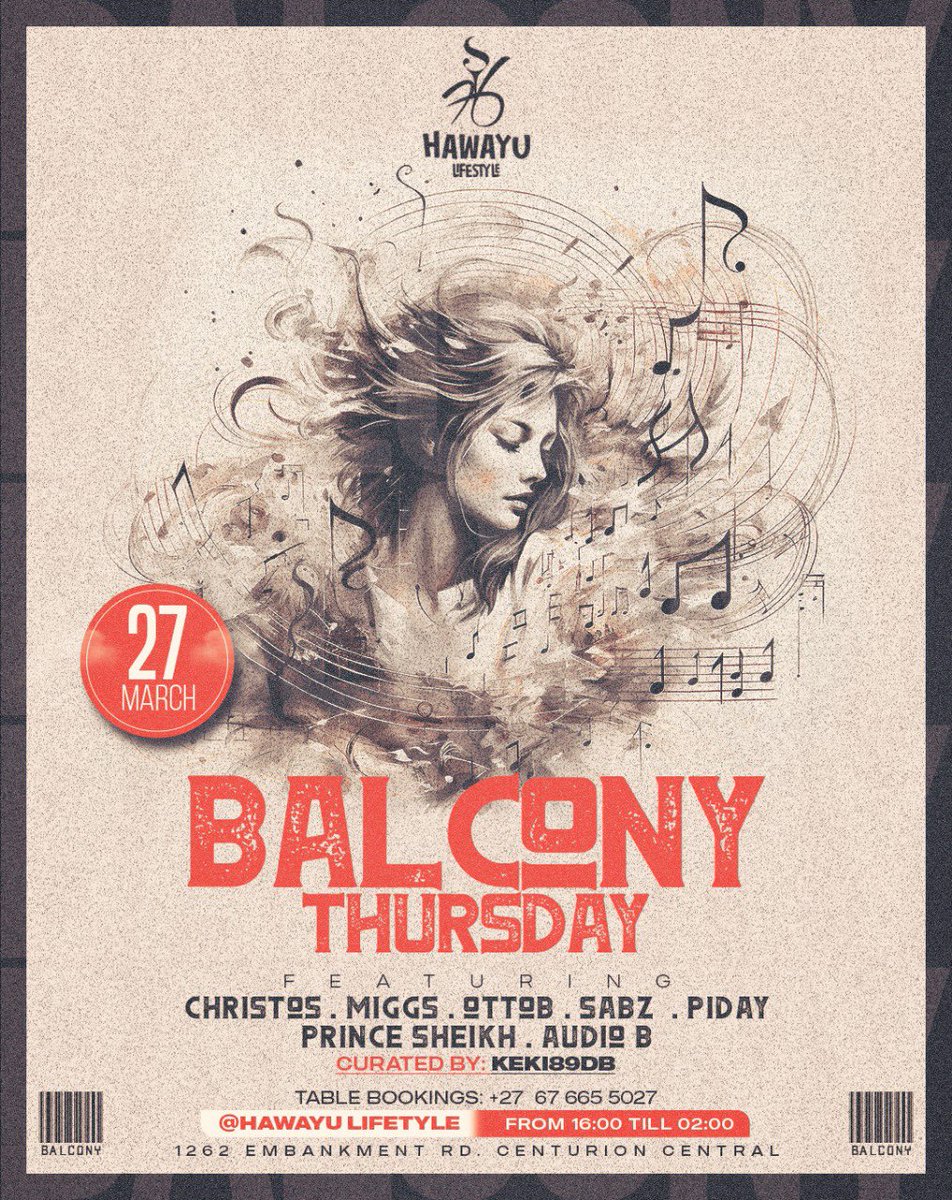 Keki89dB's tweet image. Another awesome Thursday awaits us 🔥 ..Coming through with massive dopeness!!! #balconythursdays
@Miggs_FoReal @OttoB_ @djchristossa @DjSabz_ZA @KholofeloPiday