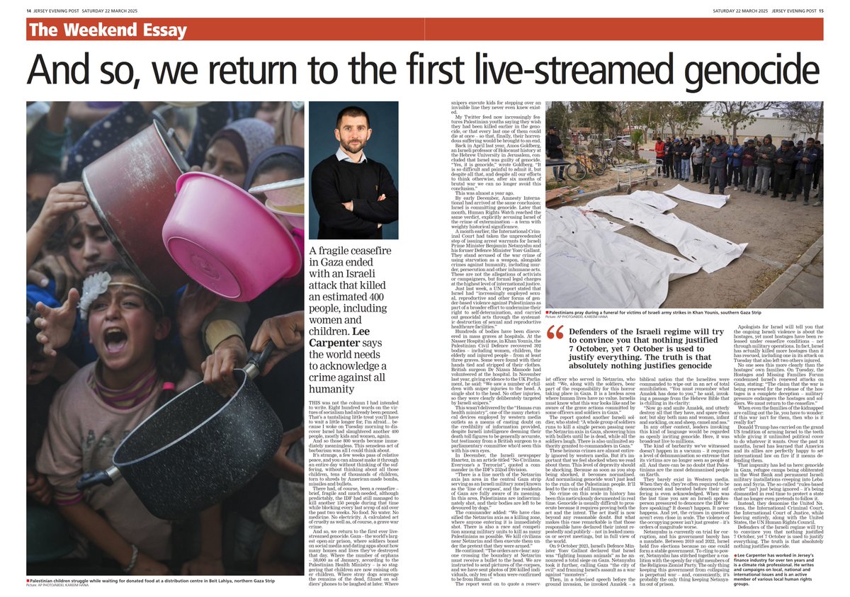 This wasn't the column I'd intended to write. But then Israel killed 400 people.

My column in todays <a href="/JEPnews/">jepnews</a>