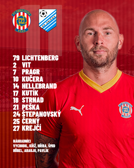 FCZbrojovkaBrno's tweet photo. Náš 🅱️ tým dnes nastoupí v této sestavě.
Stream - https://t.co/lBeITXUgZG
#fczbrojovkabrno #fczb #btym https://t.co/WqH7tYnQpm