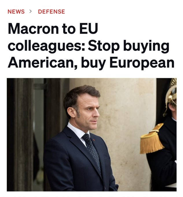 Tammy_Richard's tweet photo. #France’s #Macron to #EU: STOP buying #American, buy #European #CdnPoli #PQPoli #ONPoli #NSPoli #BCPoli #ABPoli #SKPoli #MBPoli #NLPoli #NBPoli #PEIPoli #YKPoli #NWTPoli #NVTPoli #UKPol #EUPol #EUPoli #AUPol #AUSPol #NSWPol #NZPol #JAPPol #MXPoli #INDPol #SAPol #SAPolitics https://t.co/OdetR3aAfj