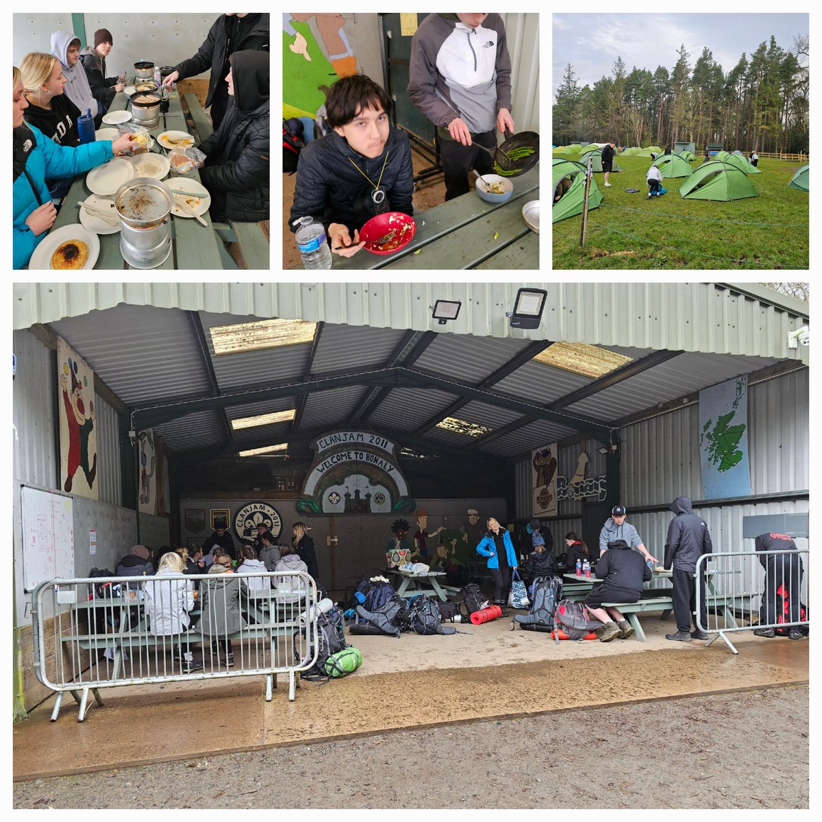 Tents down, asparagus, bacon eggs and pancakes. Breakfast of champs. Heading off in 20 mins #DofE25