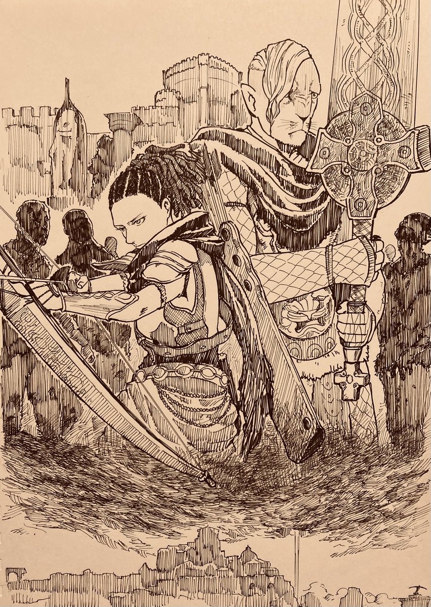 自キャラの覚者とメイポで記念絵(バイオ29周年ということでRE2風に)
クリアした後もポーンたちとぶらり旅してるだけで楽しいゲーム☺️ #DD2一周年 