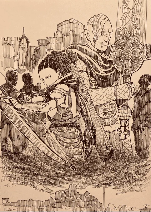 自キャラの覚者とメイポで記念絵(バイオ29周年ということでRE2風に)
クリアした後もポーンたちとぶらり旅してるだけで楽しいゲーム☺️ #DD2一周年 