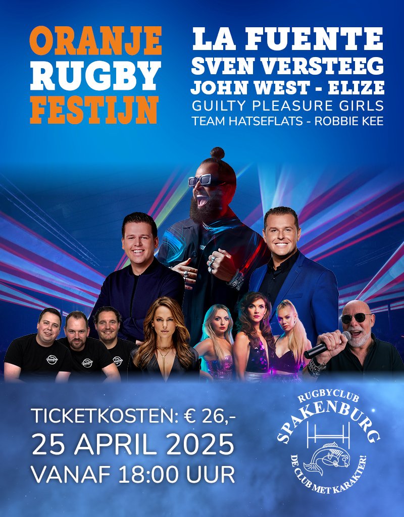 Het OranjeRugbyFestijn komt er weer aan. Oftewel het RugbyFeest van het jaar!

Vrijdag 25 april vanaf 18:00.

Zie RugbyFeest.nl voor alle informatie en bestel snel je kaarten via nohisto.com/rcspakenburg/

#Bunschoten
#Spakenburg
#Eemdijk 
#RugbyFeest 
#OranjeRugbyFestijn