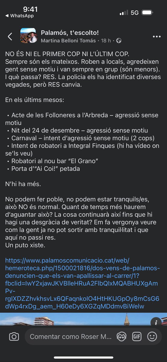 ourinx's tweet image. A Palamos tenim un greu problema amb la delinqüencia
Cada dia robatoris
S.estàn muntant patrulles ciutadanes per patrullar de nit
Des de @BaixEmpordaAC estem amb la gent del poble
No podem tenir por a la nit de que ens robin/violin o agredeixin
@AjPalamos poseu-vos les piles
Que…