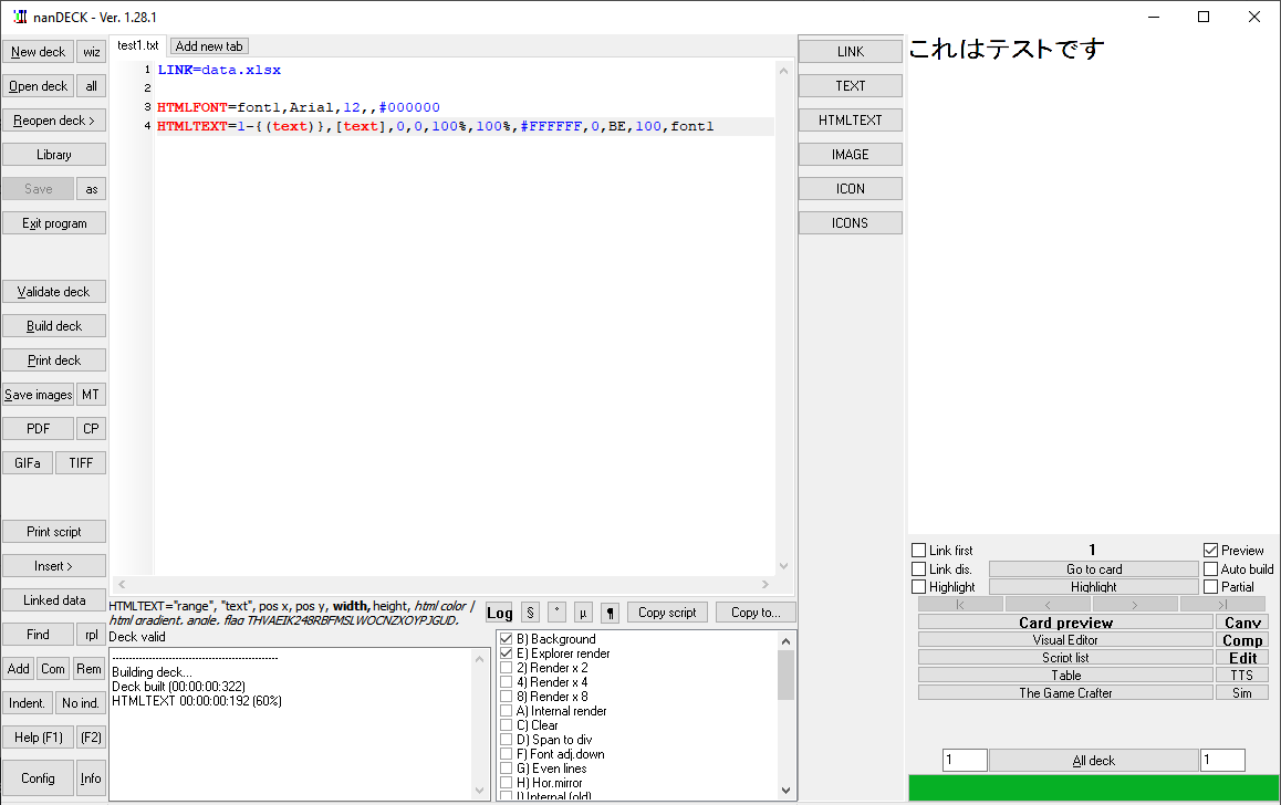 nandsoftware's tweet photo. @tkhs_ishi 例

LINK=data.xlsx
HTMLFONT=font1,Arial,12,,#000000
HTMLTEXT=1-{(text)},[text],0,0,100%,100%,#FFFFFF,0,BE,100,font1 https://t.co/S3ijR381YI