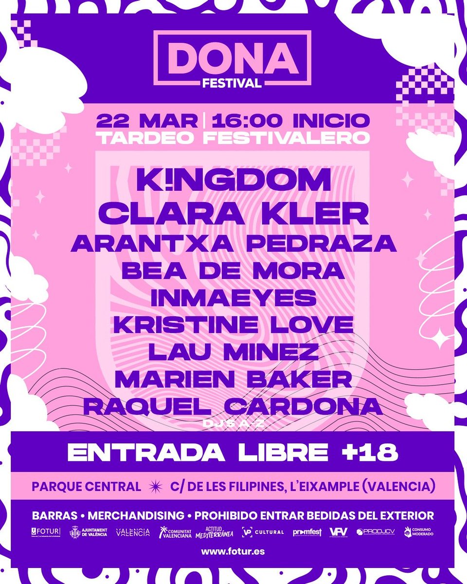 👩🎶Artistas y Dj's valencianas y nacionales conforman el cartel de la 8ª edición del #DonaFestival #Falles25, que pone el foco en el arte y creatividad de las mujeres. #8M

💟 Se celebra hoy 22 de marzo🗓️ en el #ParcCentral📍.

🕒 Des de las 16h

🔗 diadeladona.org