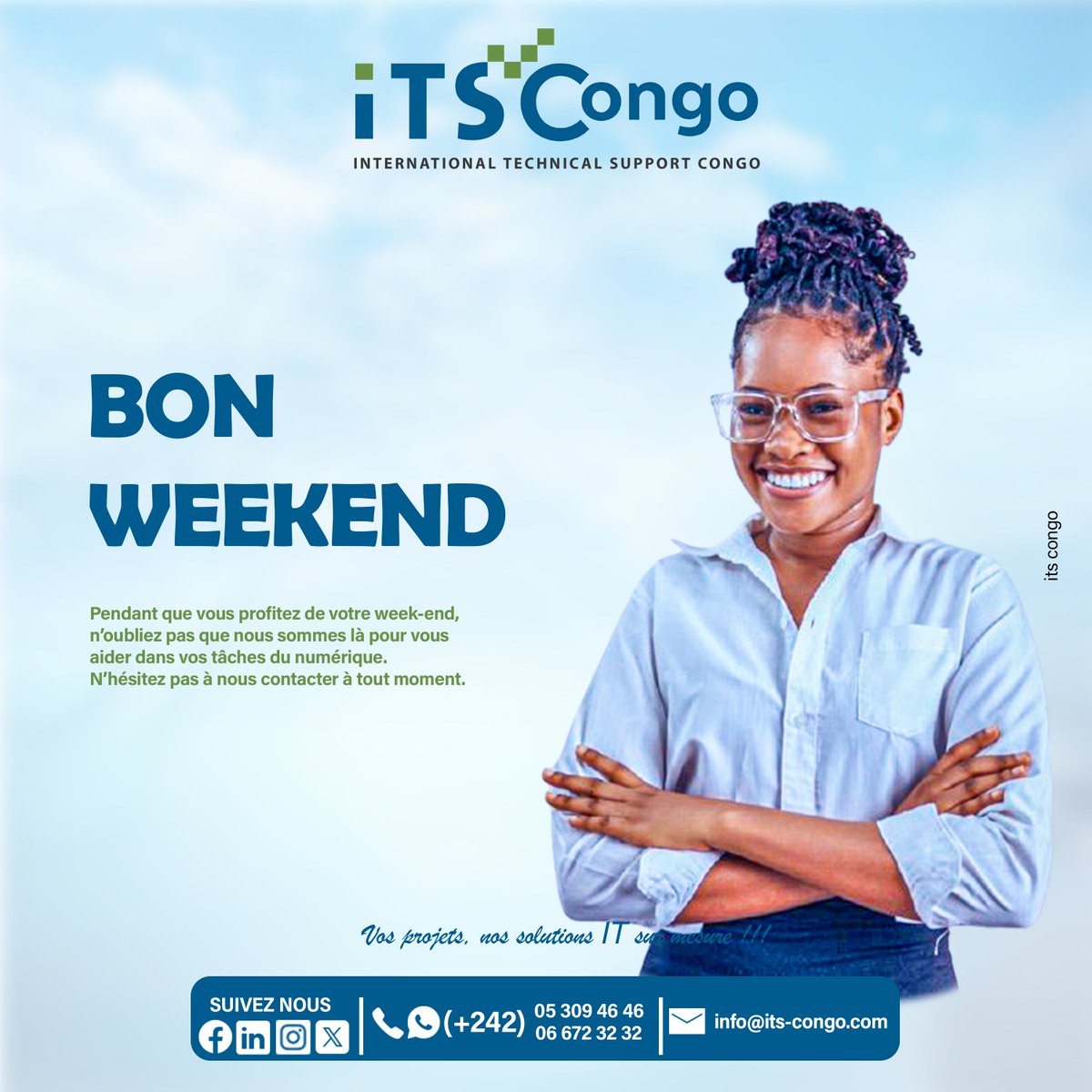 Its_congo's tweet photo. Bon week-end !🌟

Les solutions informatiques sont essentielles dans un monde en constante évolution. Nous offrons des services IT innovants et nous restons disponibles pour discuter de vos projets ! 🚀💻
#Informatique #Innovation #Cybersécurité #itscongo #ServicesIT #Technologie https://t.co/aVC4HTGiru