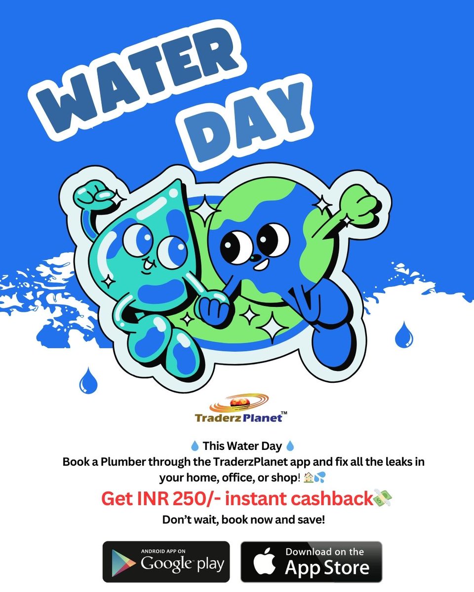 TP_Care's tweet image. 💧 This Water Day 💧
Book a Plumber through the TraderzPlanet app and fix all the leaks in your home, office, or shop! 🏠🛠️💦
Get INR 250 instant cashback 💸🎉
🔽 Download the app now 📥
📱 iOS Store 🤖 Android Play Store
#WaterDay #PlumberServices #LeakFix #InstantCashback