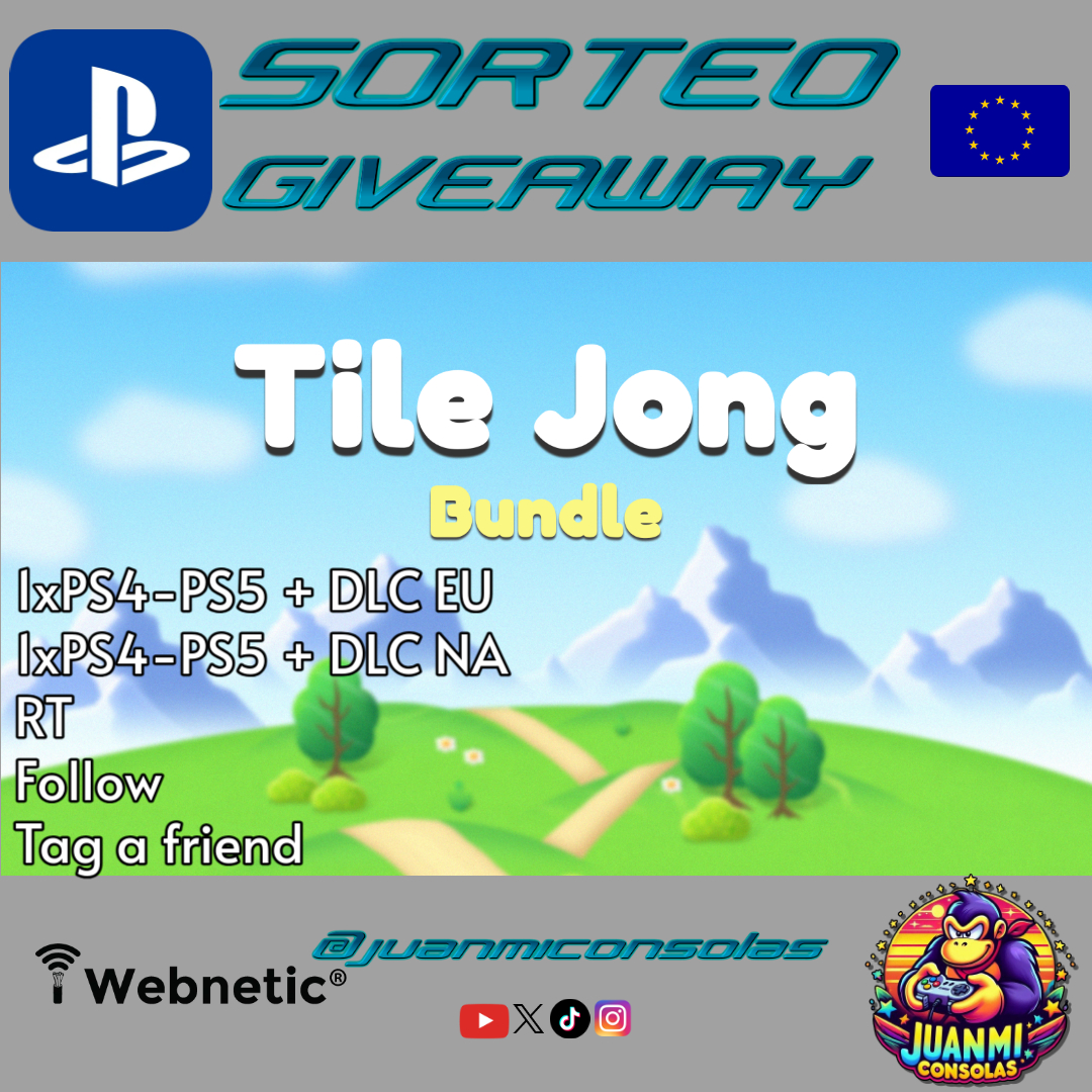 JuanmiConsolas's tweet photo. #Sorteo Tile Jong
2x #PS4 #PS5 +DLC 🇪🇺 🇺🇸
🔁RT
👥Sigue a @Webnetic2 y a mi
💬Etiqueta un amigo
📺¿Me apoyas viéndolo? https://t.co/8CORrJXotB
Suerte🤞
#Giveaway #GiveawayAlerts #psncodes #achievement #freegame #gratis #free #PS5Share #PlayStation #videojuegos #trophyhunter https://t.co/UM9sbjWuCJ