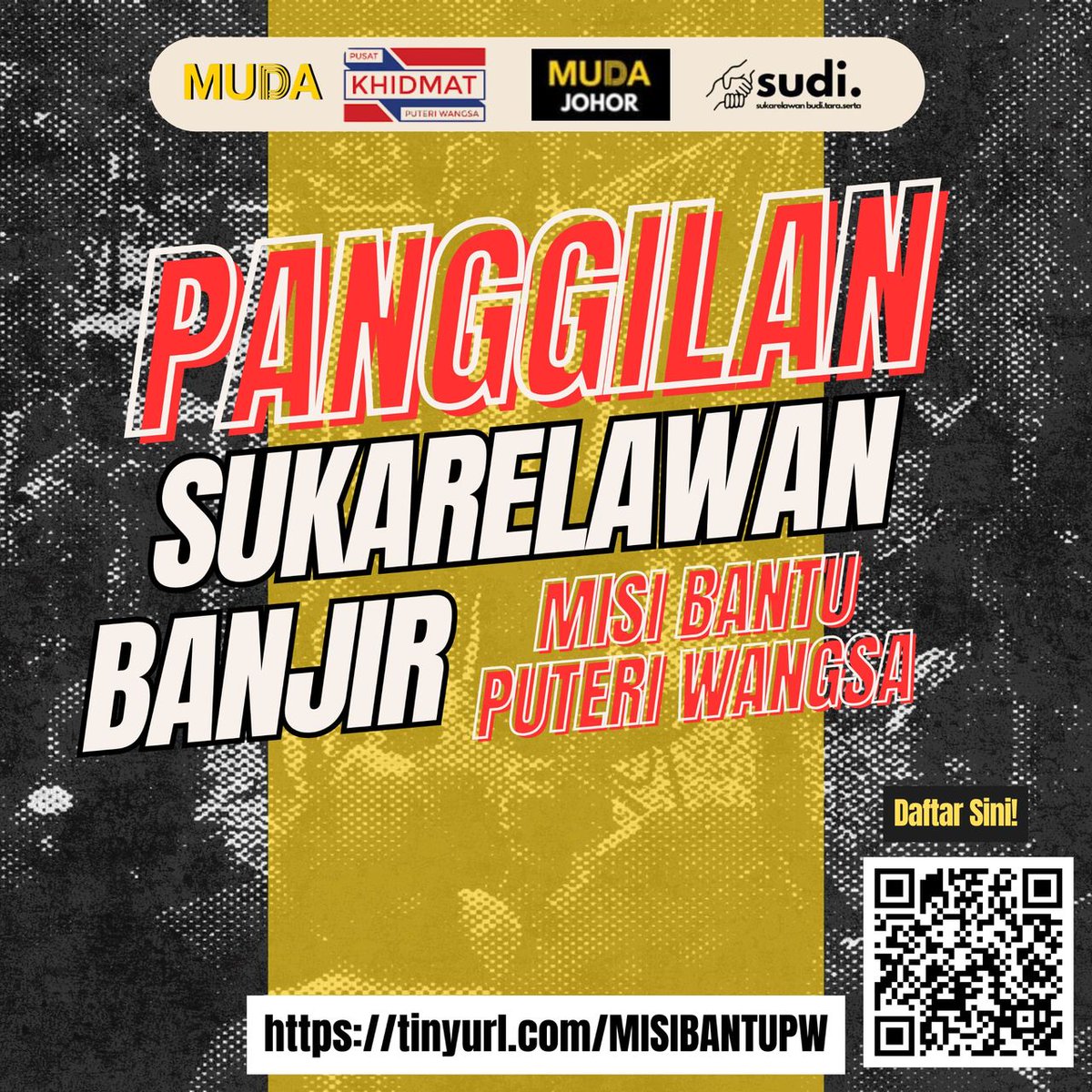 ‼ Terkini - Panggilan Sukarelawan ‼

Hari ini misi bersih dijalankan di Kampung Kangkar Tebrau DUN Puteri Wangsa. 

Rumah tenggelam, lumpur tebal, persiapan raya hancur. 
Ayuh rakyat bantu rakyat. 

Daftar segera tinyurl.com/MISIBANTUPW
dan hubungi Hazwan 017 752 5245 di lokasi