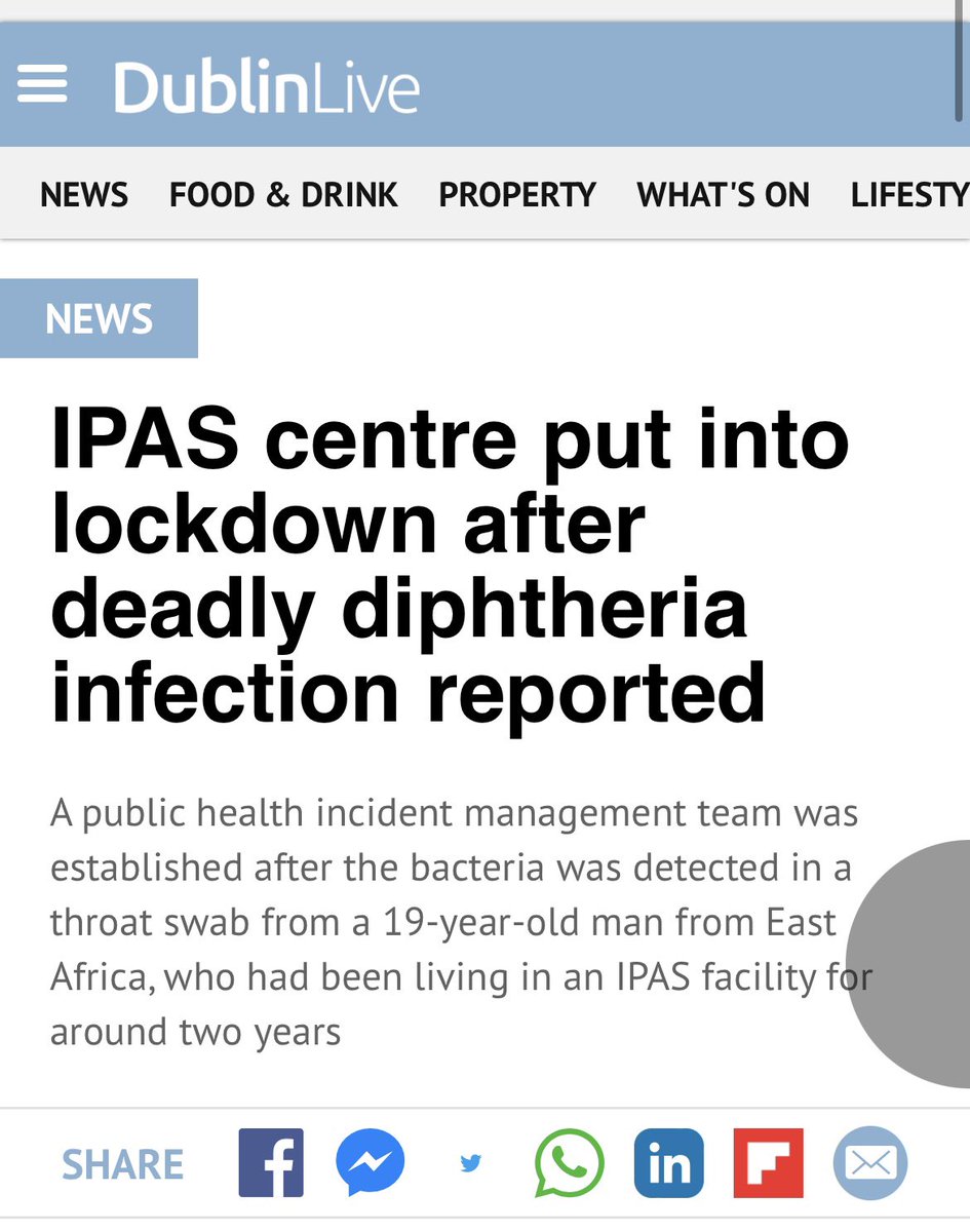 Nick_Delehanty's tweet image. IPAS Centre put into lockdown because of infectious disease outbreak.

“A 19-year-old man from East Africa, tested positive for diphtheria, he has been living in an IPAS facility for around two years.

This is the third case of the deadly bacterial infection,  in Ireland since…