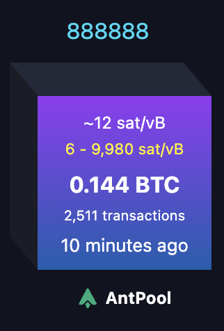 Bitcoin Block Number 888,888 Done.