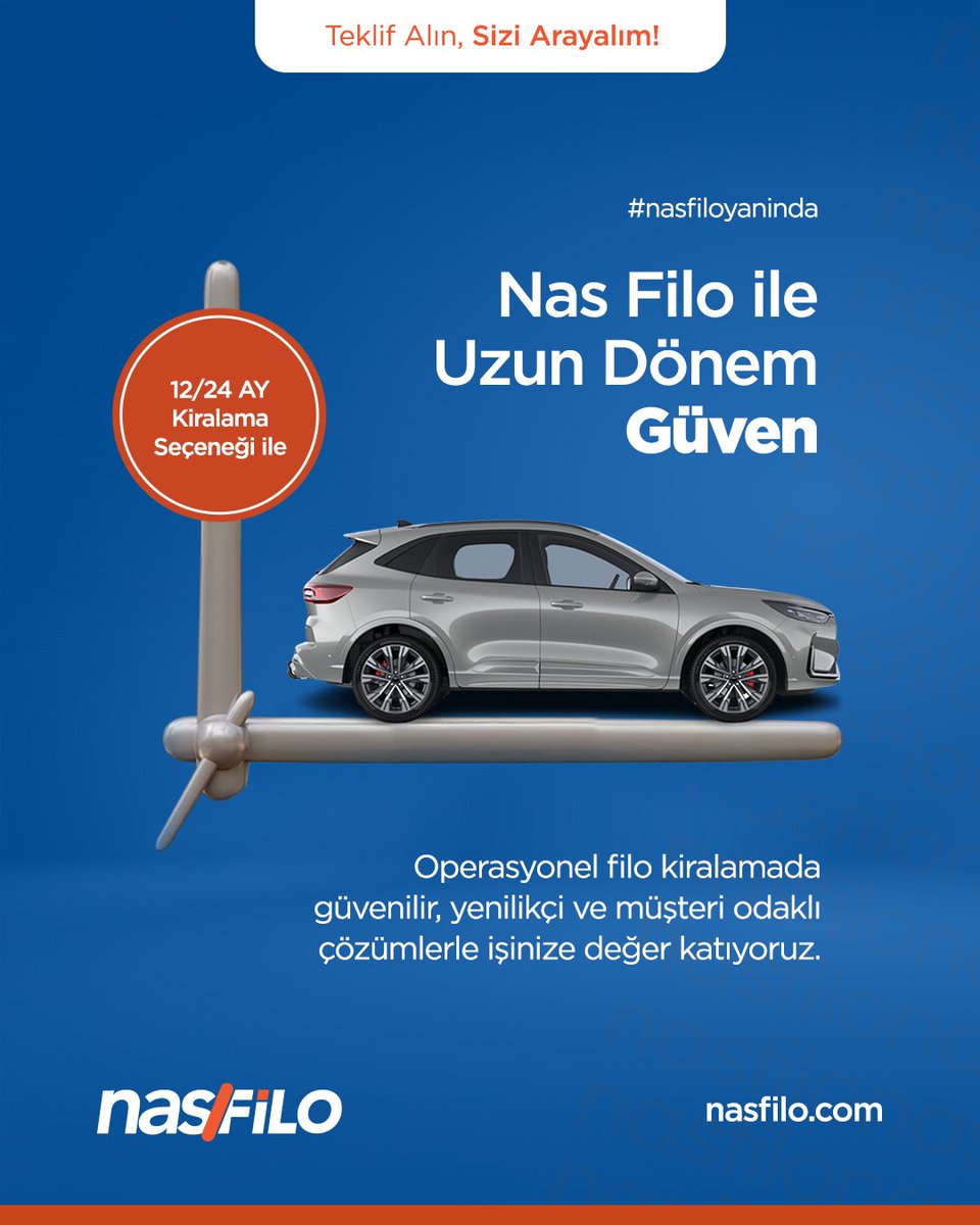 Uzun dönem kiralama ile filonuz için güvenli, verimli ve maliyet avantajlı çözümler Nas Filo’da sizi bekliyor. 🚗
Nas Filo’da uzun dönemli güveni keşfedin! ✨

🌐 nasfilo.com

#NasFilo #FiloKiralama #Prestij #İşDünyası #AraçKiralama #Profesyonellik