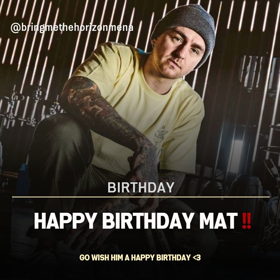bmthmena's tweet photo. Today (March 22, 2025), Mat turns 39 years old ๐ค๐ฅ @bmthofficial
The best drummer in the world ๐
Follow @bmthmena for more BMTH content ๐
#bmth #bringmethehorizon #mat #birthday #HappyBirthday #matnicholls
Did u know that Mat's birthday is today โ๏ธ https://t.co/pu4SWpoxmf
