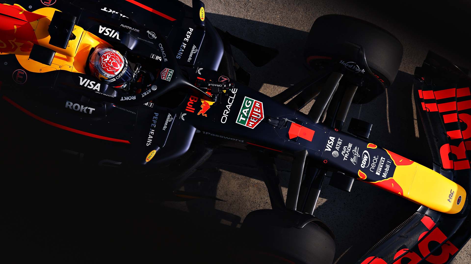 A top-down view of Max Verstappen in parc-ferme following qualifying for the Chinese Grand Prix.