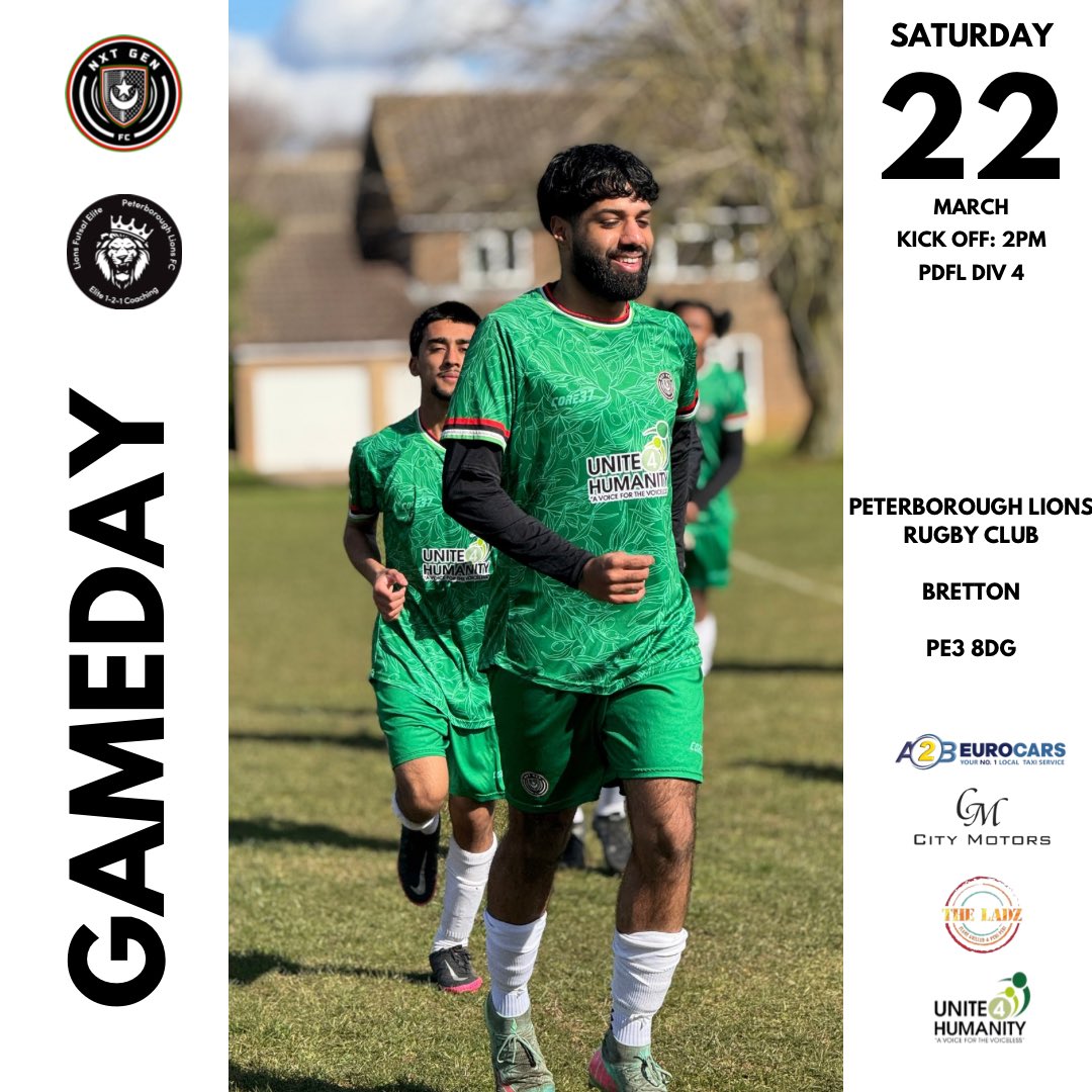 ⚫️MATCHDAY ⚫️

🏆 PDFL
⚽️ Peterborough Lions
⏰ 14:00
🗓 22.03.25
📍 Peterborough Lions Rugby Club, Bretton, PETERBOROUGH  PE3 8DG