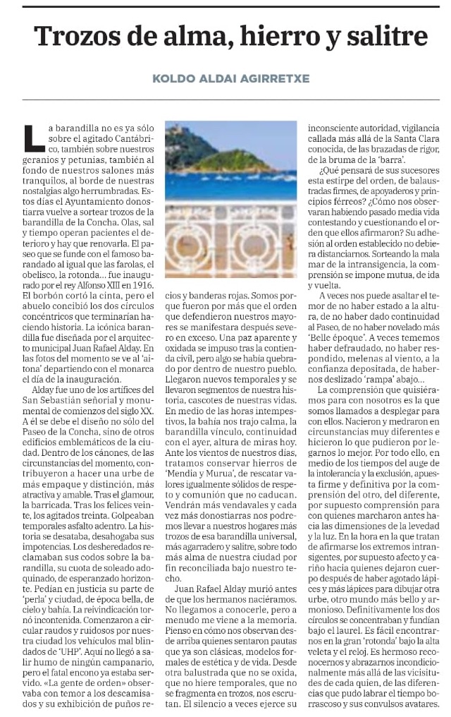 El jueves en el "Diario Vasco" de San Sebastián.