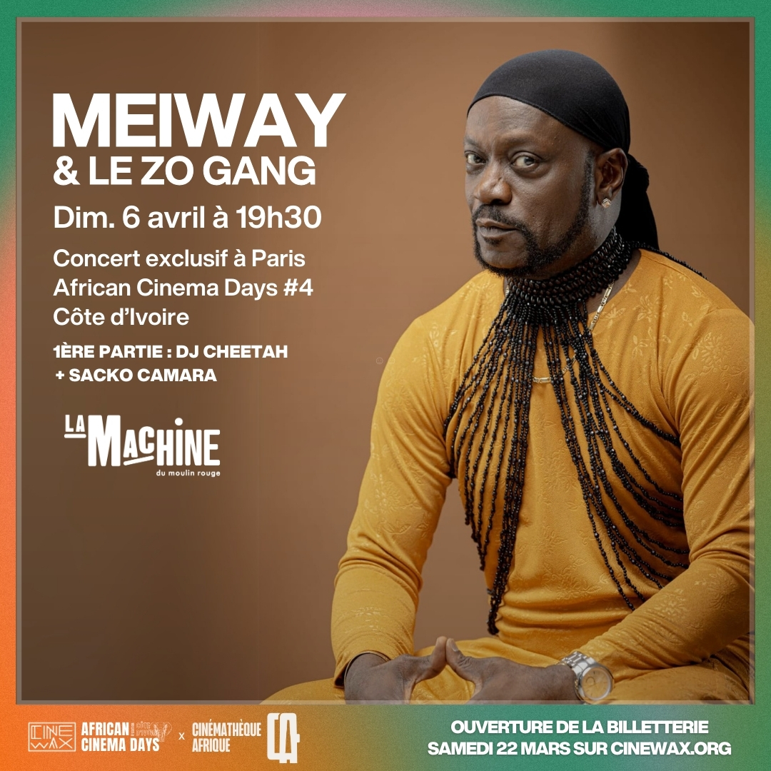 Vous connaissez 200% Zoblazo!? MEIWAY ET LE ZO GANG seront à Paris pour le concert de clôture des ACD #4 Côte d'Ivoire !! RDV dimanche 6 avril à 19H30 pour célébrer la CIV avec en 1ere partie <a href="/Cheetah369/">Cheetah The Curator 📟</a>  et Sacko Camara ! 

Billetterie ouverte sur notre site #ACDciv #cinewax