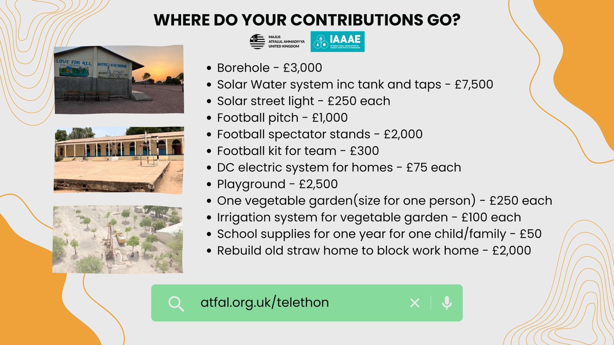 🌟 The Ramadan Telethon is TODAY at 12pm! 🌙

Join us as we raise funds to transform Mure Kunda 🇬🇲💙 

Your donations help:
💧 Boreholes and solar water systems
🌞 Solar street lights
⚽️ Football pitches and spectator stands

📺 Watch live &amp; donate: atfal.org.uk/telethon 🤲💫