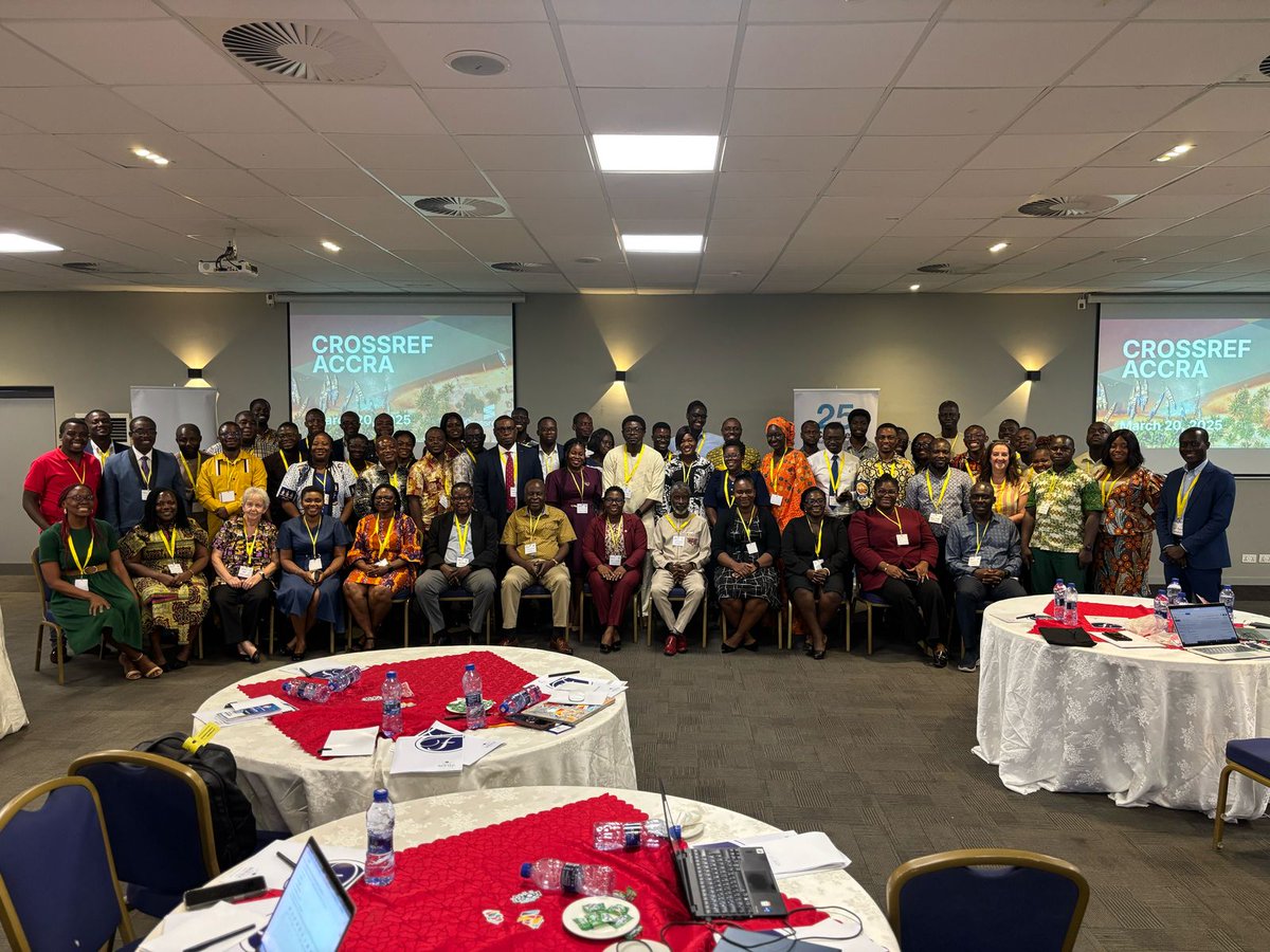 WACREN's tweet photo. This week, we joined @CrossrefOrg Accra, where @nobleeffah shared our contributions to advancing #openscience through the @LIBSENSE programme.  We talked about our #repositories, PIDs service and publishing platform. #BAOBAB #PIDsLink #PublishNow.  See more about our services on the LIBSENSE new website - https://t.co/ZODDwL2w5Z. Watch out for the 'PIDs Clinic' 🤗 at #WACREN2025 in 🇸🇳-  Register now https://t.co/8z8mhewF77.