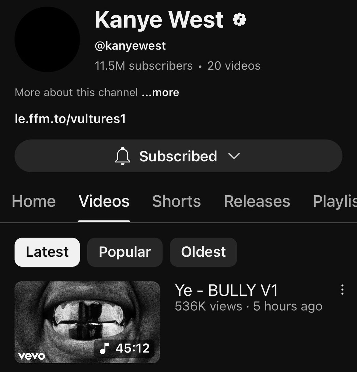 yefanatics's tweet photo. YE KANYE WEST
BULLY
AVAILABLE NOW ON YOUTUBE

LINK: https://t.co/AxeJu67mLO https://t.co/LVs7Tbwu0C