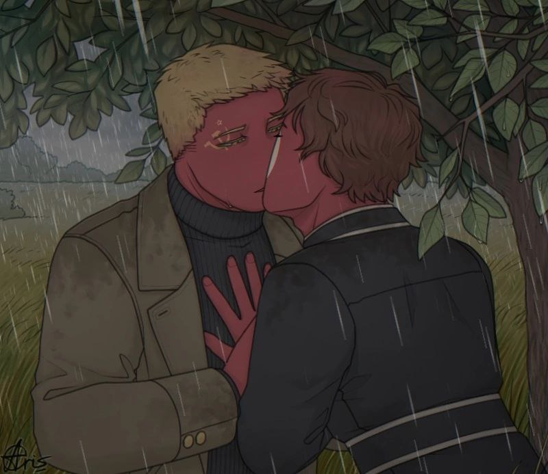 And also, to the fanfic from the post below, I have this beauty.

The sweetest boys from the story "Metal and Butterflies" (orig "Металл и мотыльки"). There is something special in the artist's style, so unusual and attractive.

👤 Artist: <a href="/ArisMeaster/">ArisMeaster</a>

#CountryHumans #ussrnazi