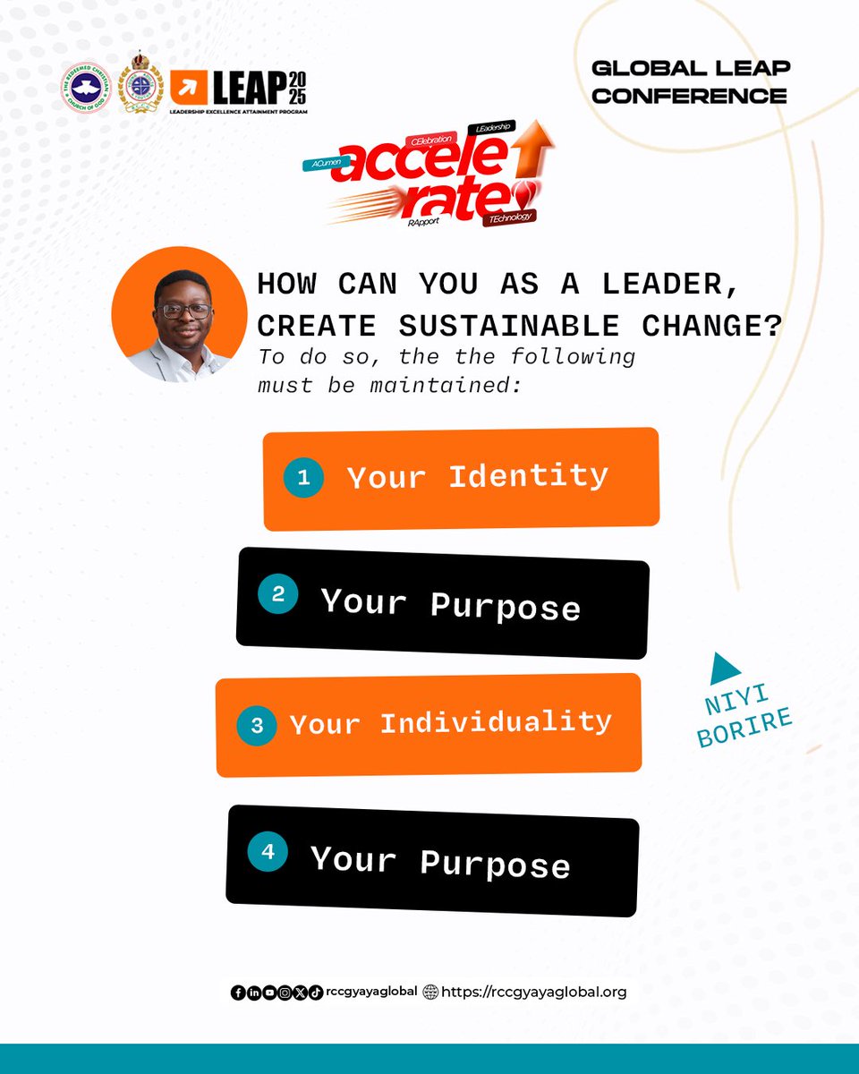 rccgyayaglobal's tweet photo. Learn to audit your time, to be more productive. - Niyi Borire

#Accelerate #GlobalLEAPConference2025 #RCCGYAYA #RCCGYAYAGlobal #LEAPConference #VirtualEvent #Leadership #Empowerment #Growth https://t.co/Aebg7lv6yy
