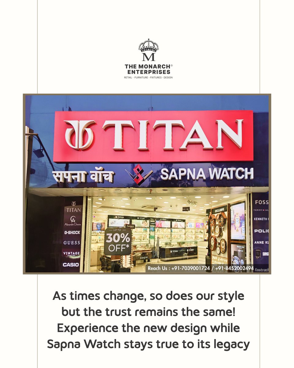 murtazatin1's tweet image. From Legacy to Luxury — A New Look for Sapna Watch!

#WatchDisplay #WatchStoreDesign #WatchShowroom #SimpleDesign #LuxuryWatchShowroom  #interiordesigner #Retailstore #Mumbai #Ahmedabad #Surat #Pune #Chennai #RT #BTRTG 

click: bit.ly/TheMonarchEnte…