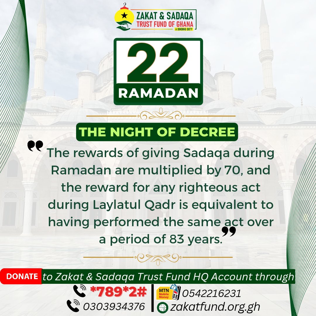 ZakatSadaqaTru1's tweet photo. Assalaam Alaikum. 
Do not get tired in giving especially in this Holy month of Ramadan.
Get more rewards by donating in this blessed month.
No amount is little in the sight of Allah. 
👉Donate: https://t.co/wYlUrtoLjJ
👉Donate: 📞*789*2#
👉Donate: MoMo 0542216231
#RamadanMubarak https://t.co/aNODQhRlic