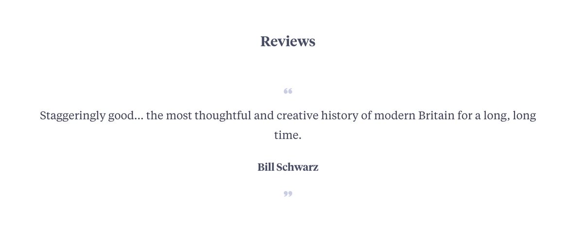 Sharing blurbs is very cringe. And one day I promise I'll stop posting about my book. But this, from the great Bill Schwarz, means so much.