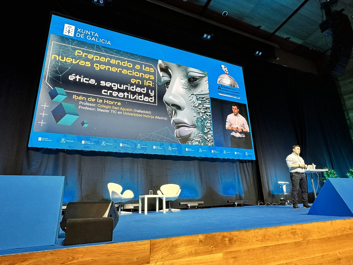 CAFIgalicia's tweet photo. 🚀 Agora en directo: "Preparando as novas xeracións en IA" por @CITECMAT. Abordando o reskilling docente e estratexias éticas para integrar a IA na aula de forma segura e responsable.
#CAFI_educaciondixital
#Eduxunta #InteligenciaArtificial #IA #AI https://t.co/cX5FKBVqu2
