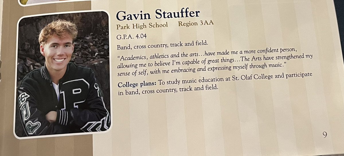 ParkWolfpack's tweet image. #MSHSL Triple A Award Ceremony today to recognize  Gavin. What a great honor!