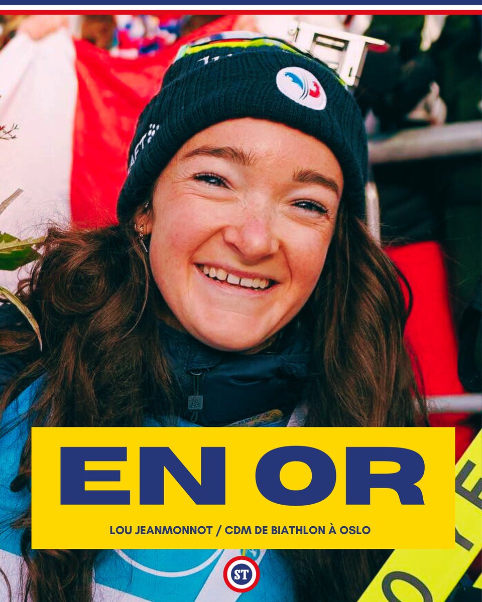 sportricolore's tweet photo. 🇫🇷 Victoire de Lou Jeanmonnot sur la poursuite d'Oslo 🤩

Magnifique poursuite de notre biathlète qui réalise une magnifique opération au classement général 🥇 https://t.co/EqHBVRIOTL
