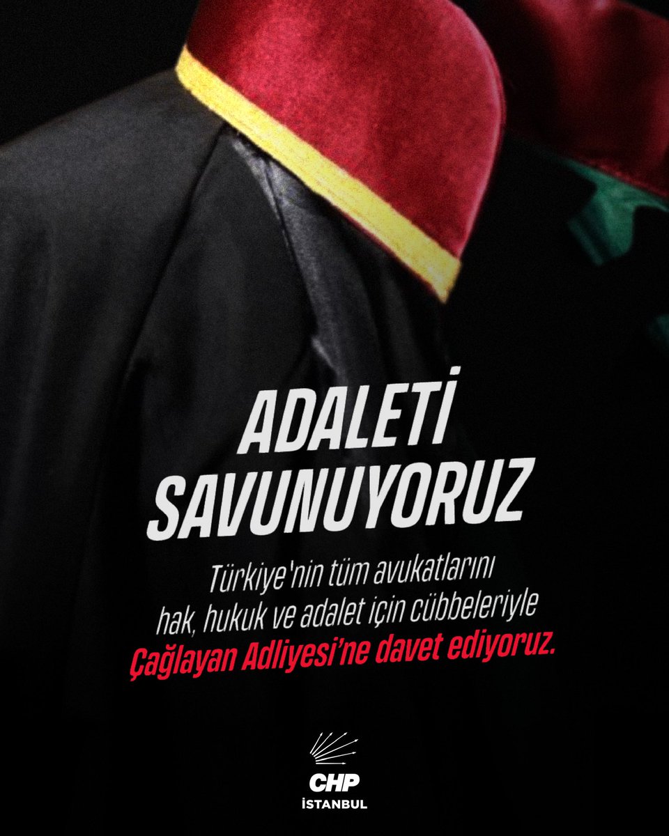 Milletimizin Onurlu Hukukçularına Çağrımdır!

Hukuk ve gerçek adaletten taraf onurlu tüm hukukçularımızı milletimizin hakkına, Ekrem Başkanımıza ve demokrasiye sahip çıkmak üzere cübbeleriyle “ifade saatinde” Çağlayan Adliyesi'ne davet ediyoruz.

Bu mücadele hepimizin!