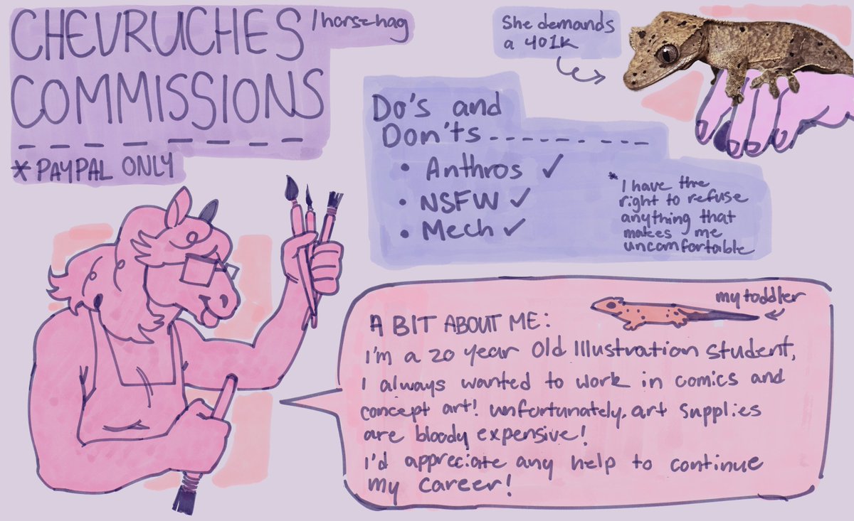 chevruches's tweet photo. My commission info! hope you'll consider throwing me a few bucks 💖
#Commission #commissionsopen https://t.co/8Z25qcEsuu