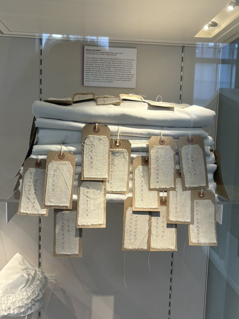 shelby_zimme's tweet image. Excellent exhibition, ‘Making the Rounds’ at @RCNLibraries. This exhibit explores the experience and stories of workhouse nurses in Norfolk. As artefacts tend to not survive from workhouse infirmaries, artist Connie Flynn used textiles to share these stories #workhouse #histmed