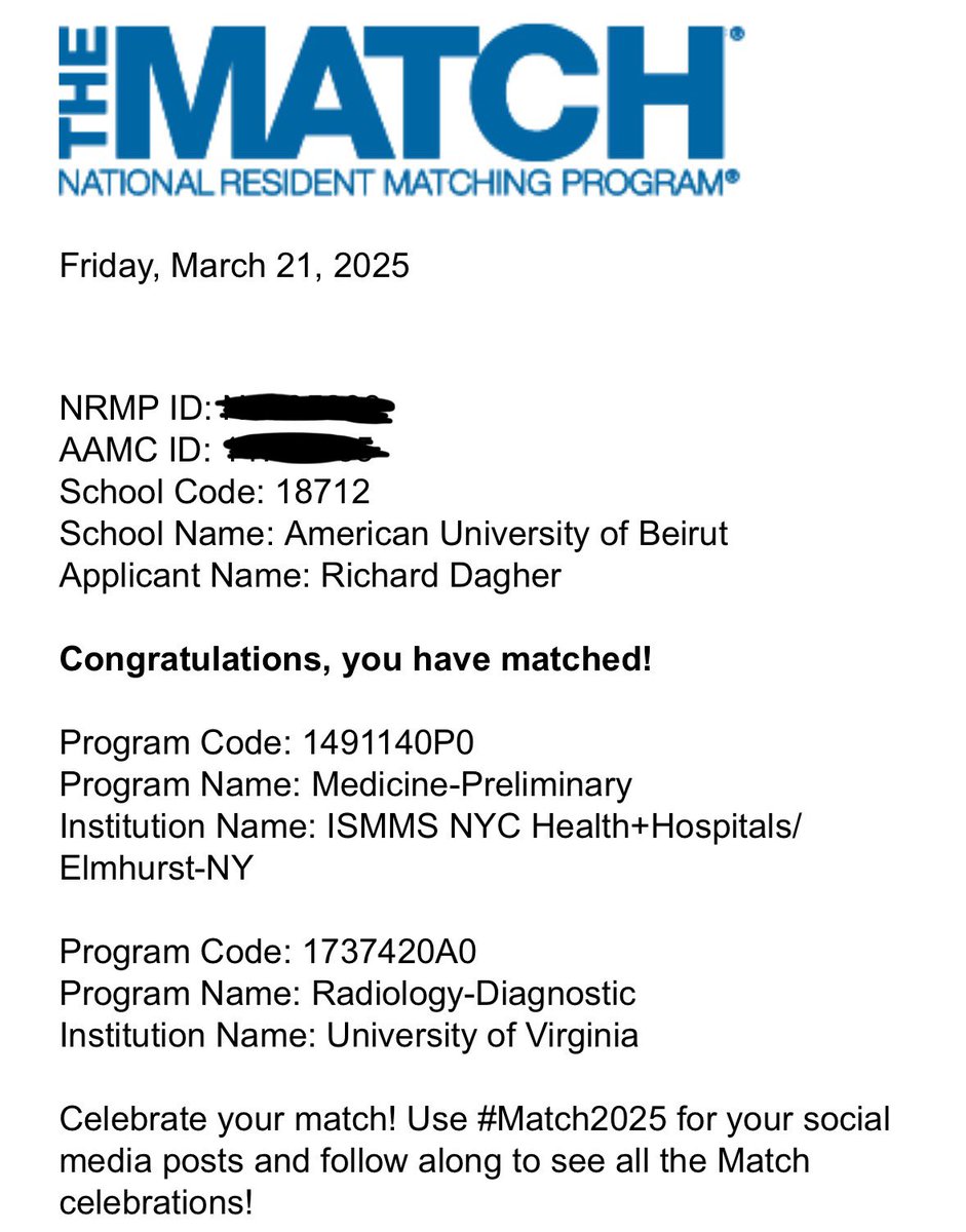 Richard Dagher (@richarddagher_) on Twitter photo I still can’t believe I’m going to <a href="/UVARadiology/">UVA Radiology</a> for my #Radiology residency!!! It wouldn’t have been possible without the support of my mentors, family, and friends.
See you in Charlottesville!
#Match2025 #radres I still can’t believe I’m going to <a href="/UVARadiology/">UVA Radiology</a> for my #Radiology residency!!! It wouldn’t have been possible without the support of my mentors, family, and friends.
See you in Charlottesville!
#Match2025 #radres