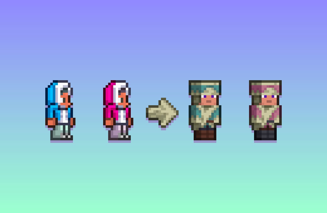 More Minecraft style terraria sets, the Snow Armors
Based on the snow villager outfits of course
#Terraria #Minecraft #pixelart