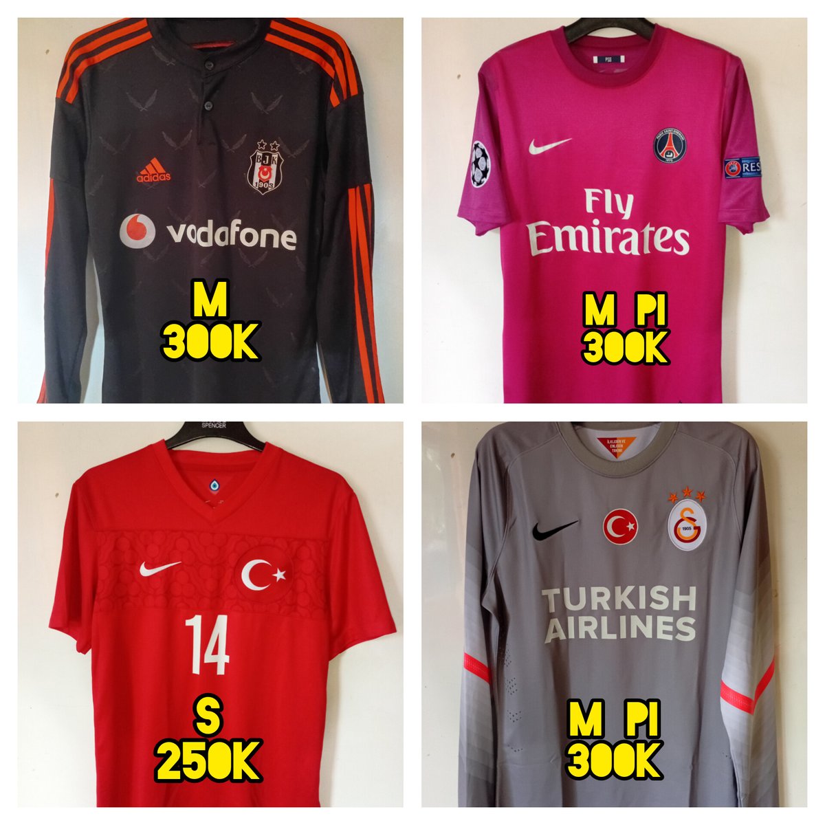 yanindraprst's tweet photo. @Jerseyforum 
#jersey4sale WTS :
- Besiktas, Exc, Size M
- PSG, PI, Size M, Exc
- Turki, size S, ❌️SOLD❌️
- Galatasaray, Size M, PI, exc

detail WA : 0895-6172-83888
THX MIN 🙏 https://t.co/0OPJHM9vr3