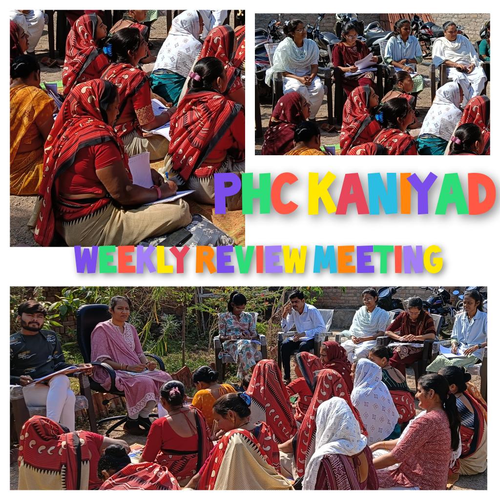 આજરોજ પ્રા આરોગ્ય કેન્દ્ર કાનીયાડ પર CHO, FHW,F આશા બહેનો અને આશા બહેનો ની વિકલી રીવ્યુ મીટીંગ રાખવામાં આવી . NCD,FP,IDSP,FPLMIS,techo+,NVBDCP,TB પ્રોગ્રામ  ને લગતી તથા તમામ પ્રોગ્રામ નો રિપોર્ટઅને રિવ્યુ લેવામાં આવ્યો અને પ્રોગ્રામ લક્ષી નવી માહિતી આપવામાં આવી.